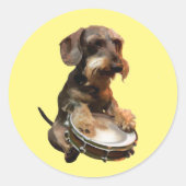 Drahthaarterrier Dackel - Trommeln Runder Aufkleber (Vorderseite)