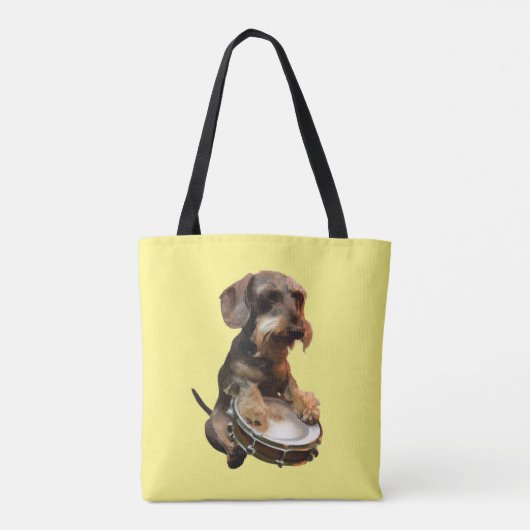 Drahthaarterrier Dackel - Trommeln Tasche (Rückseite)