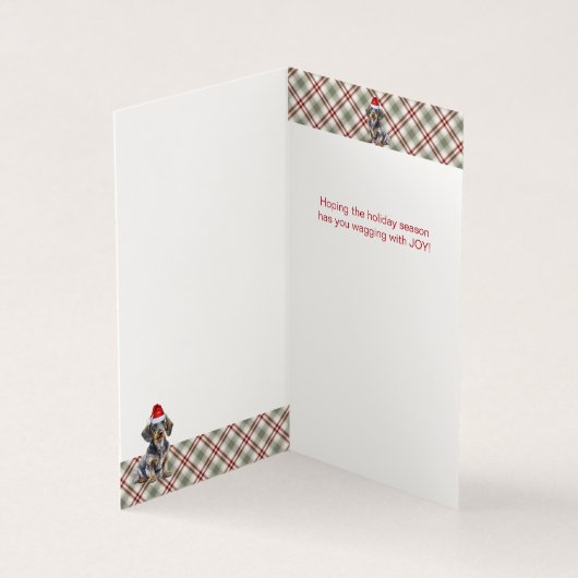 Drahthaarterrier Dackel Urlaub Karierte Weihnachts (Innenseite)