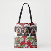 Drahthaarterrier Dackel Weihnachts-Totentasche Tasche (Vorderseite)
