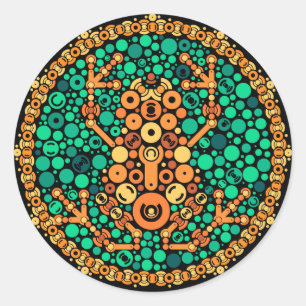 Drahtloser Frosch, Farbempfindungs-Test, schwarz Runder Aufkleber