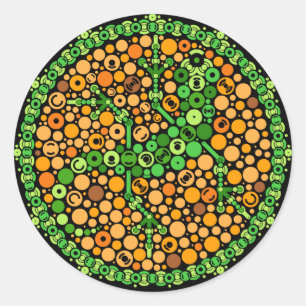 Drahtloser Gecko, Farbempfindungs-Test, schwarz Runder Aufkleber