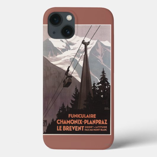 Drahtseilbahn-Plakat Funiculaire Le Brevent Case-Mate iPhone Hülle (Rückseite)
