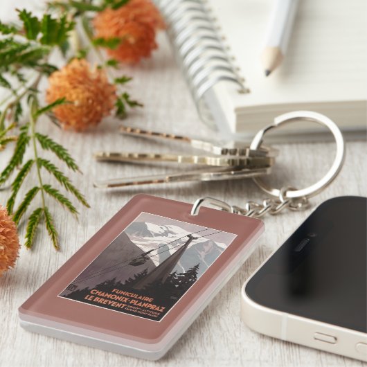 Drahtseilbahn-Plakat Funiculaire Le Brevent Schlüsselanhänger (Vorderseite rechts)