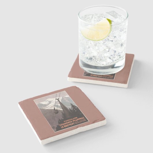 Drahtseilbahn-Plakat Funiculaire Le Brevent Steinuntersetzer (Seitenansicht)