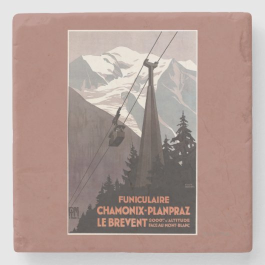 Drahtseilbahn-Plakat Funiculaire Le Brevent Steinuntersetzer (Vorderseite)