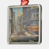 Drahtseilbahnen auf Markt und Powell-Straße Silbernes Ornament (Links)