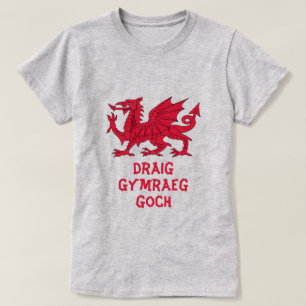 draig Gymraeg goch I red Welsh Dragon T-Shirt