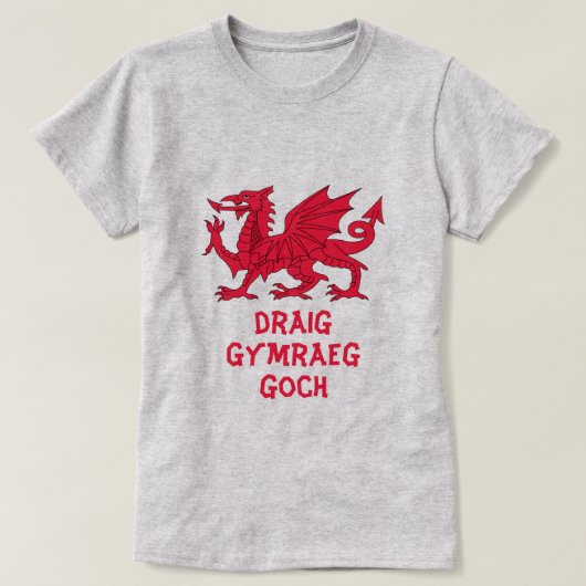draig Gymraeg goch I red Welsh Dragon T-Shirt (Design vorne)