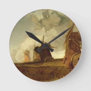 Drainage Mills in the Fens, Croyland, Lincolnshire Runde Wanduhr