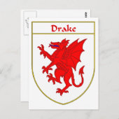 Drake Coat of Arms/Familienwappen Postkarte (Vorne/Hinten)
