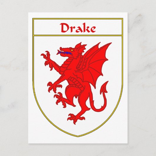 Drake Coat of Arms/Familienwappen Postkarte (Vorderseite)