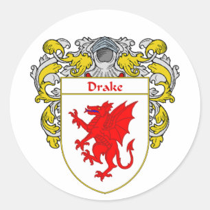 Drake Coat of Arms (Mantled) Runder Aufkleber