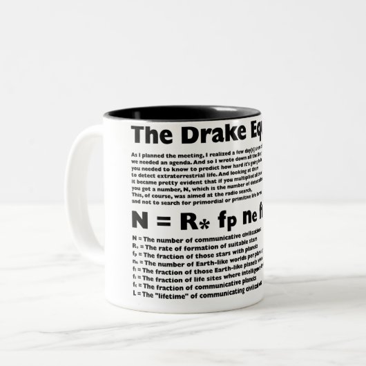 Drake_Equation Zweifarbige Tasse (Vorderseite Links)