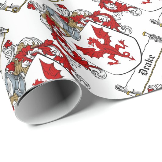 Drake-Irisch-Wappen Geschenkpapier (Rolleneckpunkt)