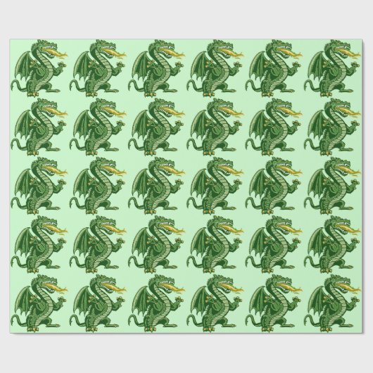 Draken Grün Geschenkpapier (Flach)