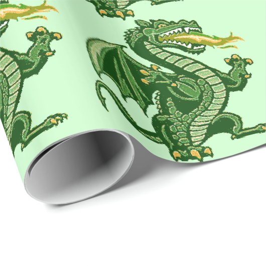 Draken Grün Geschenkpapier (Rolleneckpunkt)