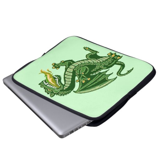Draken Grün Laptopschutzhülle (Vorne Knopf)