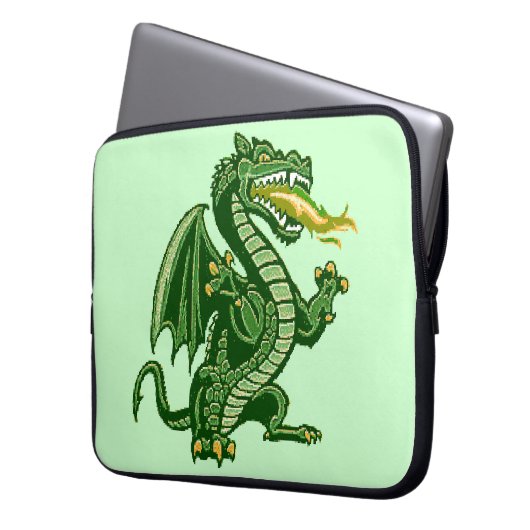Draken Grün Laptopschutzhülle (Vorderseite Links)