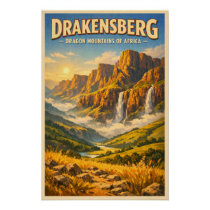 Drakensberg-Gebirge, Südafrika, in klassischer Dar Poster
