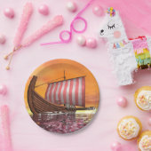 Drakkar oder Wikinger-Schiff - 3D übertragen Pappteller (Party)