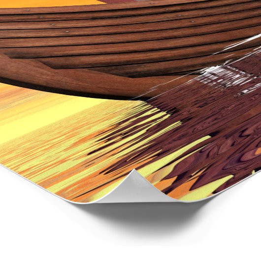 Drakkar or viking ship - 3D render Poster (Ecke)