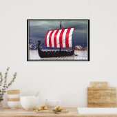 Drakkar Wikinger-Segelschiff Poster (Küche)