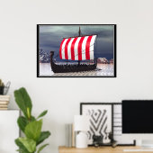 Drakkar Wikinger-Segelschiff Poster (Heimbüro)