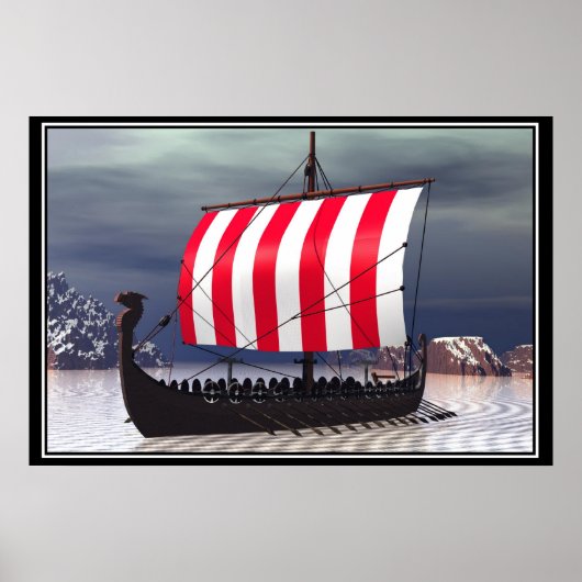 Drakkar Wikinger-Segelschiff Poster (Vorne)