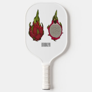 Drakonfrucht Cartoon-Illustration Pickleball Schläger