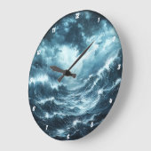 Drama an der Küste" - Meereswellen Große Wanduhr (Winkel)