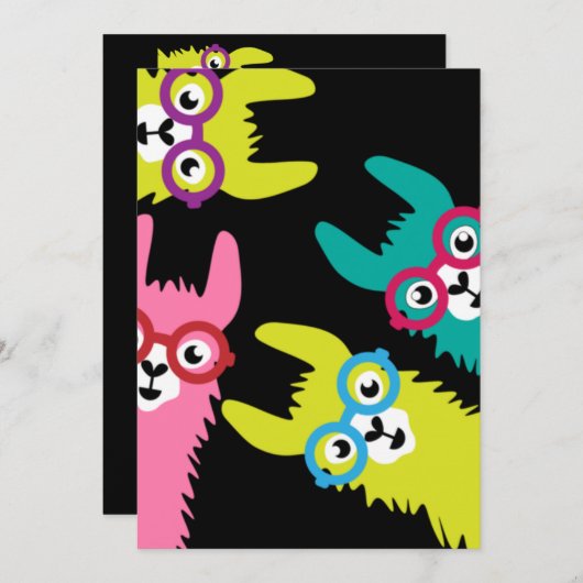 Drama Llama Colorful Camelid Einladung (Vorne/Hinten)