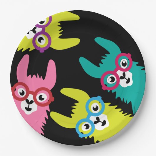 Drama Llama Colorful Camelid Pappteller (Vorderseite)