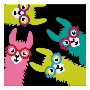 Drama Llama Colorful Camelid Poster