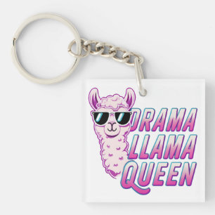 Drama Llama Queen Niedlich Llama mit Sonnenbrille Schlüsselanhänger