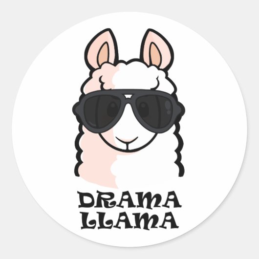 Drama Llama Runder Aufkleber (Vorderseite)