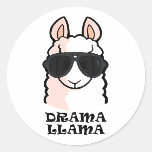 Drama Llama Runder Aufkleber