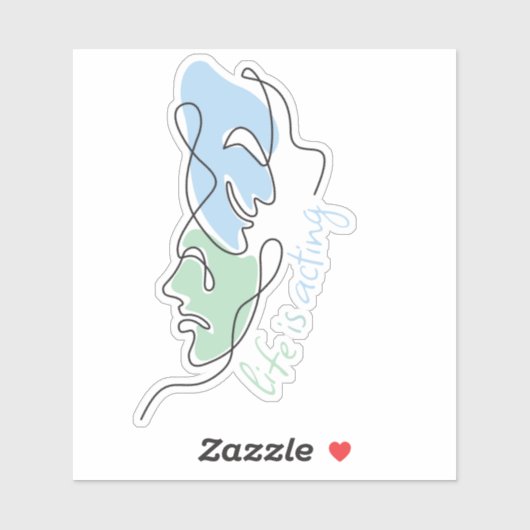 Drama Masken Custom Life ist Schauspiel Musical Th Aufkleber (Blatt)