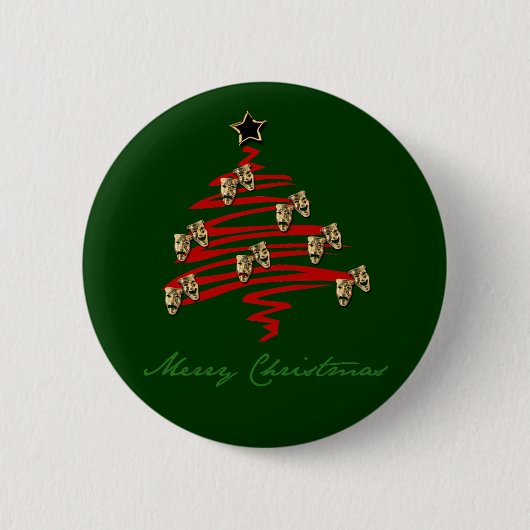 Drama-Masken-Weihnachtsbaum Button (Vorderseite)