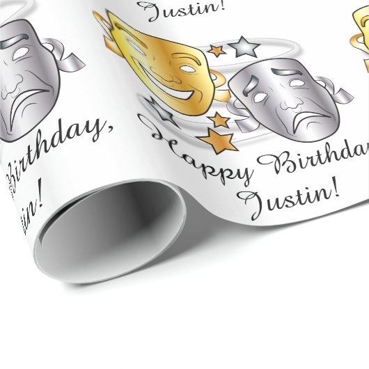 Drama maskiert Komödie und Tragödie Geschenkpapier (Rolleneckpunkt)