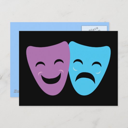 Drama Masks Postkarte (Vorne/Hinten)
