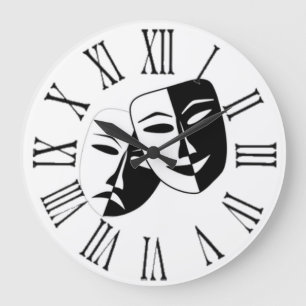 DRAMA MASKS ROMAN NUMERN KLICKEN GROßE WANDUHR