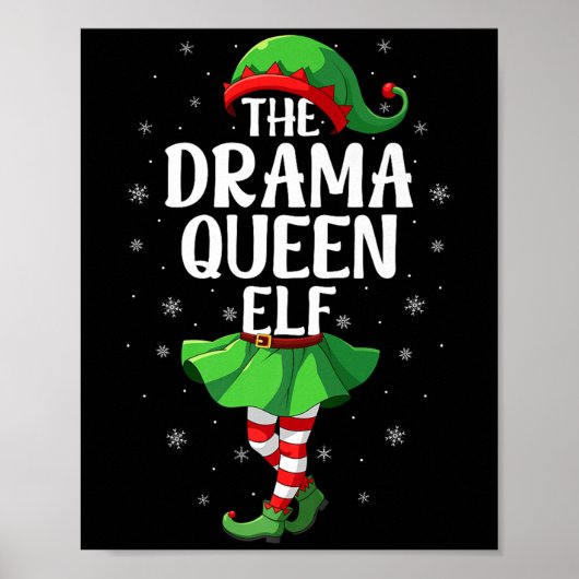 Drama Queen Elf Christmas Girls Women Elf Squad Xm Poster (Vorne)