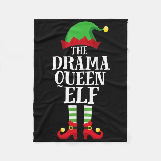 Drama Queen Elf Matching Family Group Christmas Pa Fleecedecke (Vorderseite)