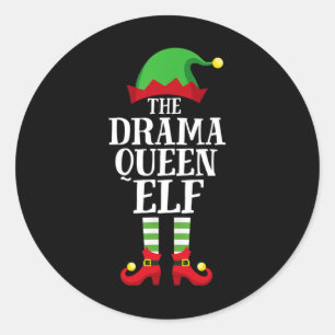 Drama Queen Elf Matching Family Group Christmas Pa Runder Aufkleber