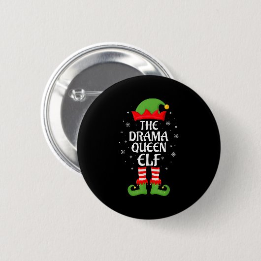 Drama Queen Elf Xmas Familie Matching Elf Squad Ch Button (Vorne & Hinten)