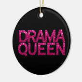 Drama Queen Hot Pink Glitzer Personalisiert Keramik Ornament (Links)