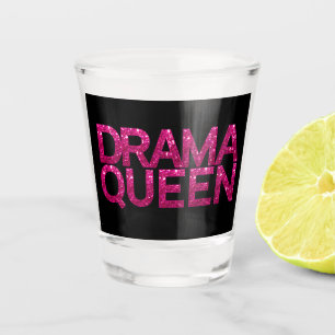 Drama Queen Hot Pink Glitzer Schnapsglas