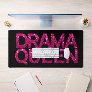 Drama Queen Hot Pink Glitzer Schreibtischunterlage