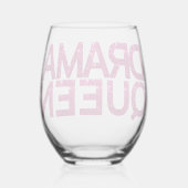 Drama Queen Hot Pink Glitzer Weinglas Ohne Stiel (Rückseite)